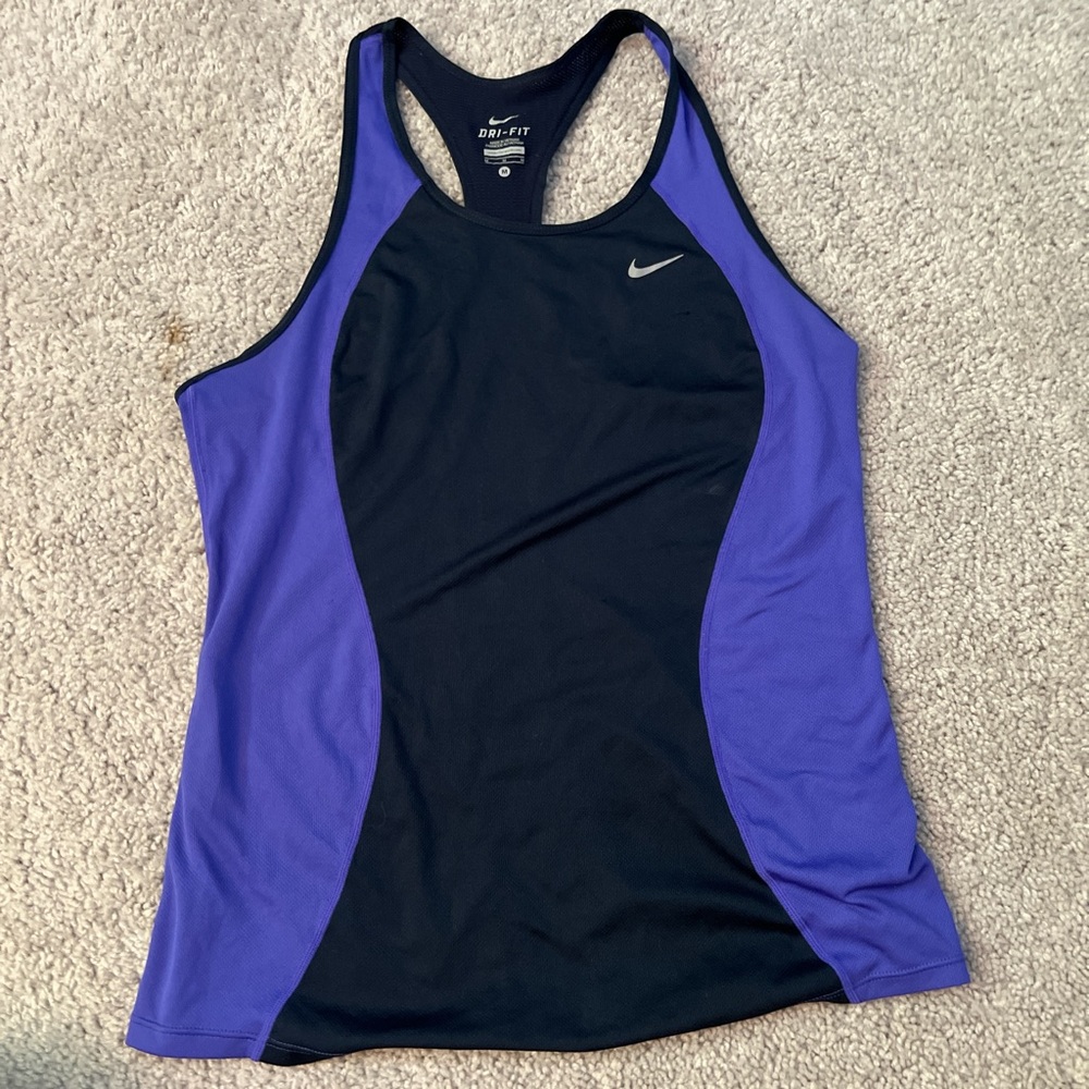 Nike Black and Purple Dri-FIT Athletic Tank